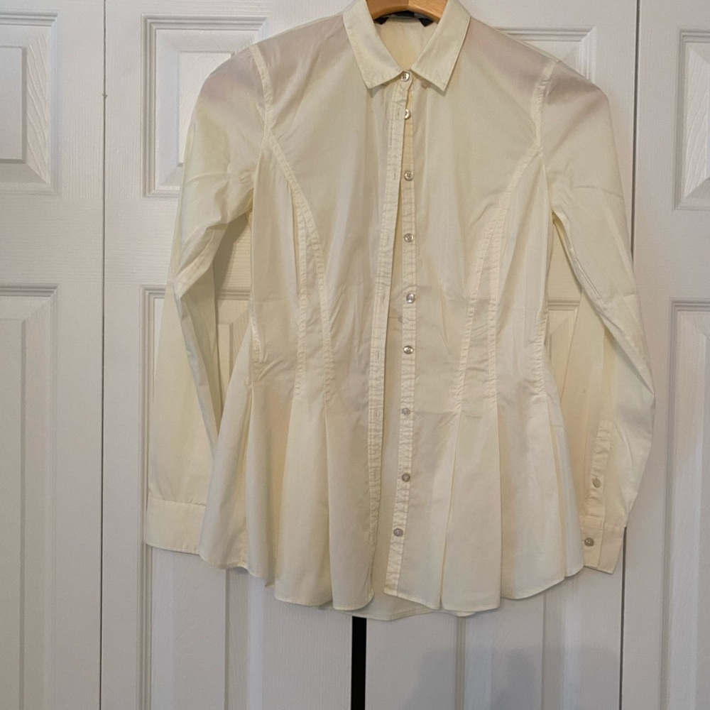 A/X Armani Exchange Cream Button-Front Peplum Blouse
